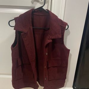 Maroon corduroy vest